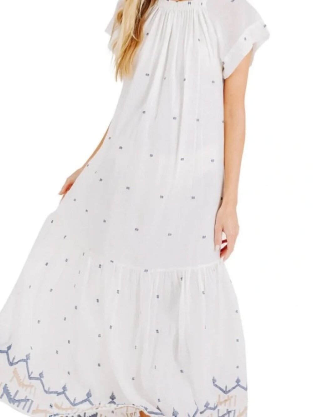 Mirth Vienna Maxi in white carnival jamdani